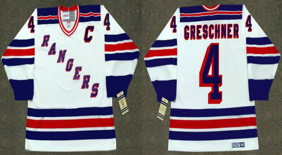 2019 Men New York Rangers #4 Greschner white CCM NHL jerseys